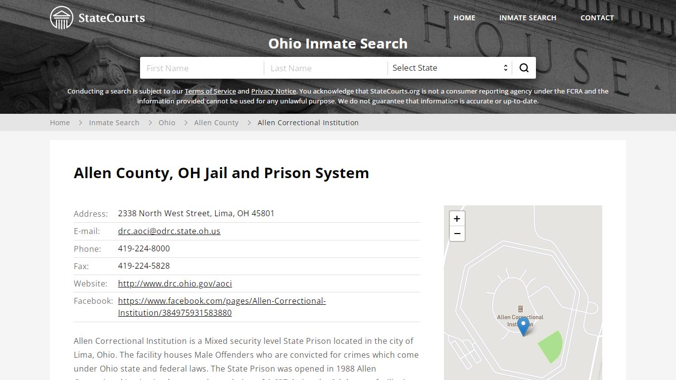 Allen Correctional Institution Inmate Records Search, Ohio ...