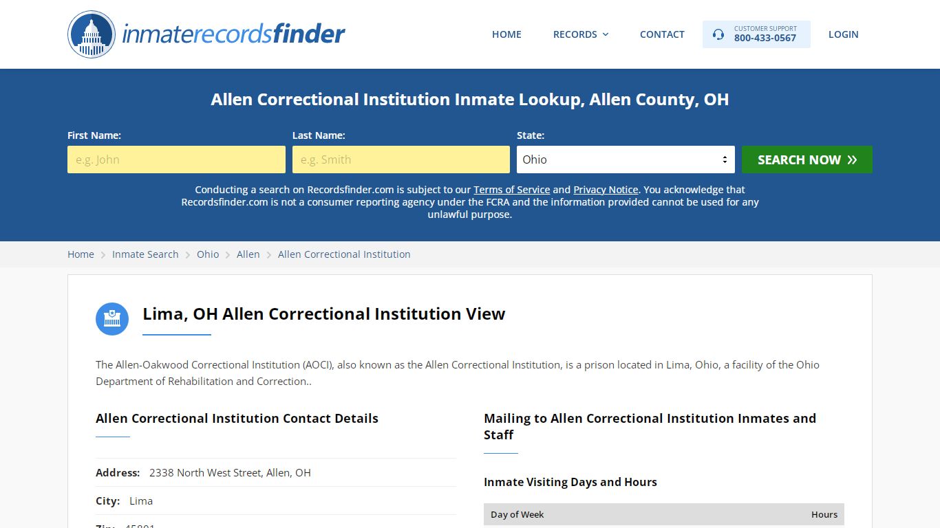 Allen Correctional Institution Roster & Inmate Search ...